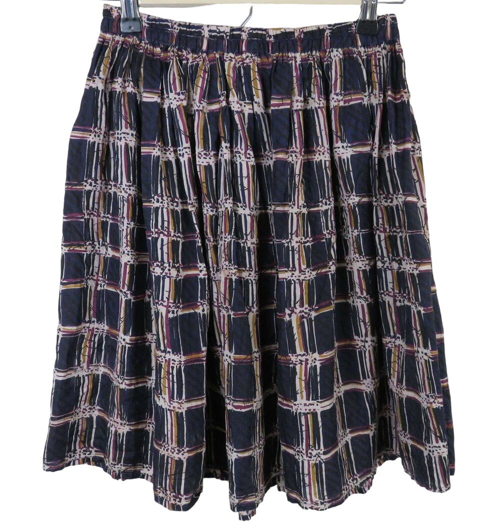 Vintage Silk Blue Geo Patterned Skirt - Women's M